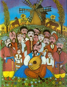 Іван Сколоздра. Слухають бандуриста. 1984 рік. Іван Сколоздра. Слухають бандуриста. 1984 рік.
